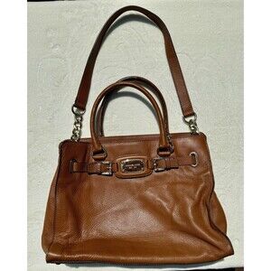 Michael Kors Authentic Brown Leather Handbag Womens Hamilton Large Tote
